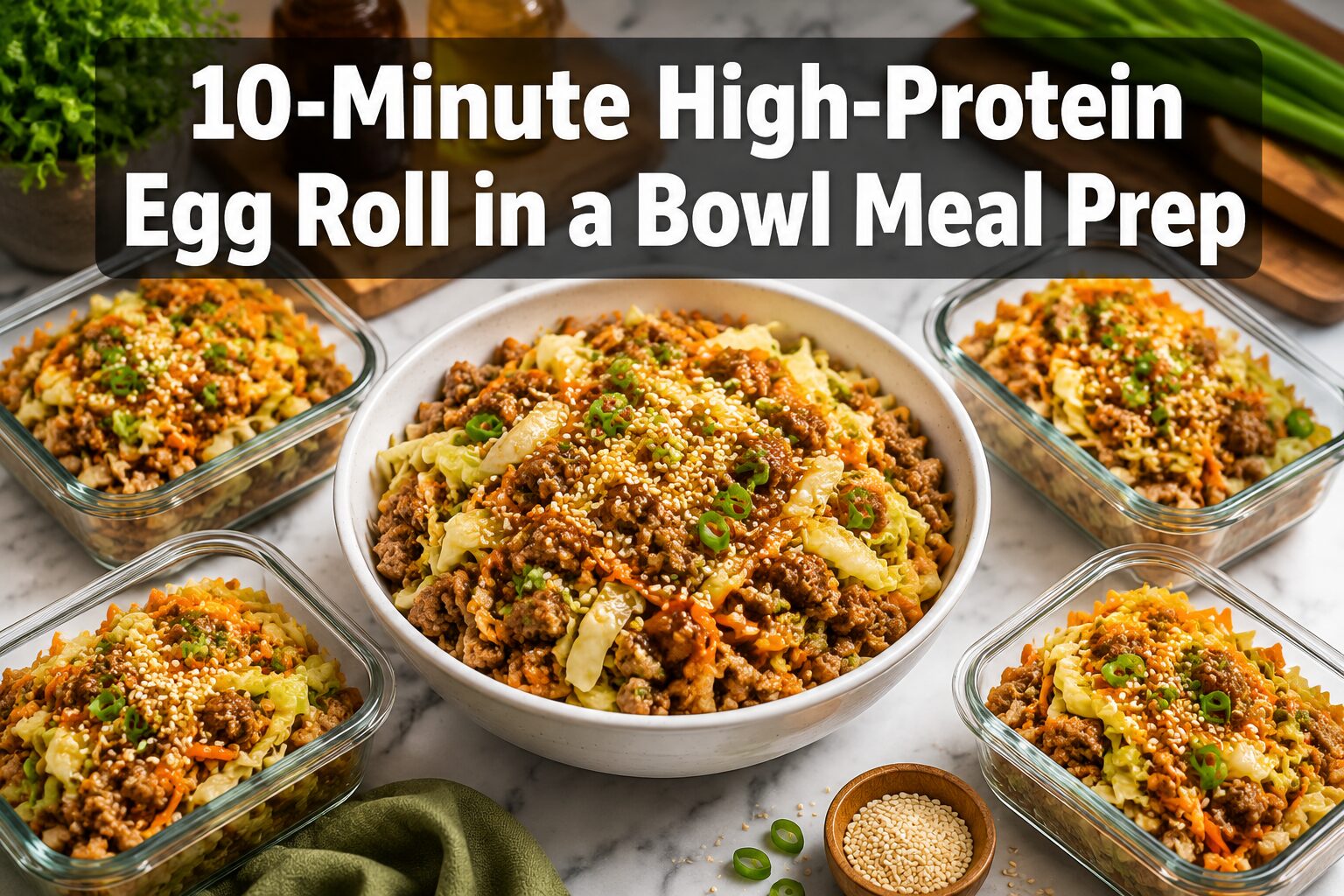 10-Minute High-Protein Egg Roll in a Bowl Meal Prep
