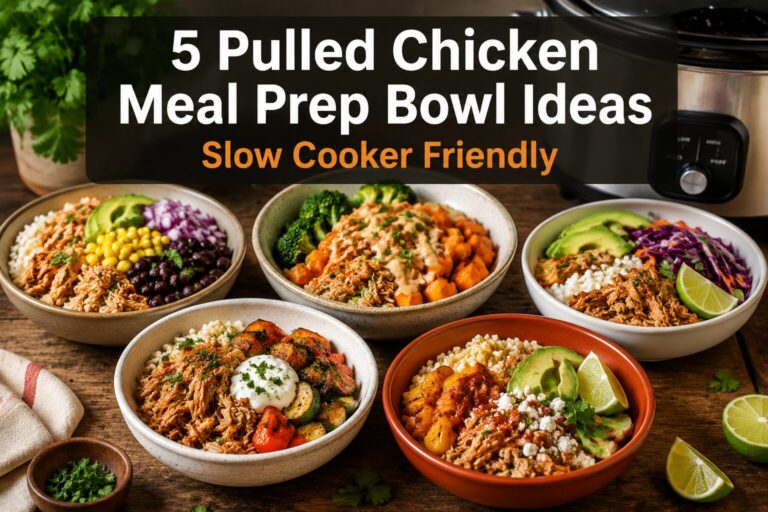 5 Pulled Chicken Meal Prep Bowl Ideas (Slow Cooker Friendly)