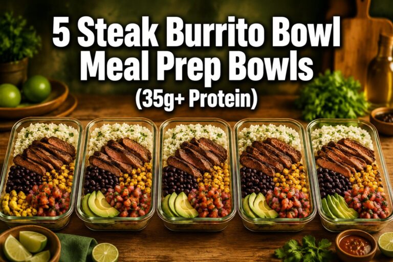 5 Steak Burrito Bowl Meal Prep Bowls (35g+ Protein)