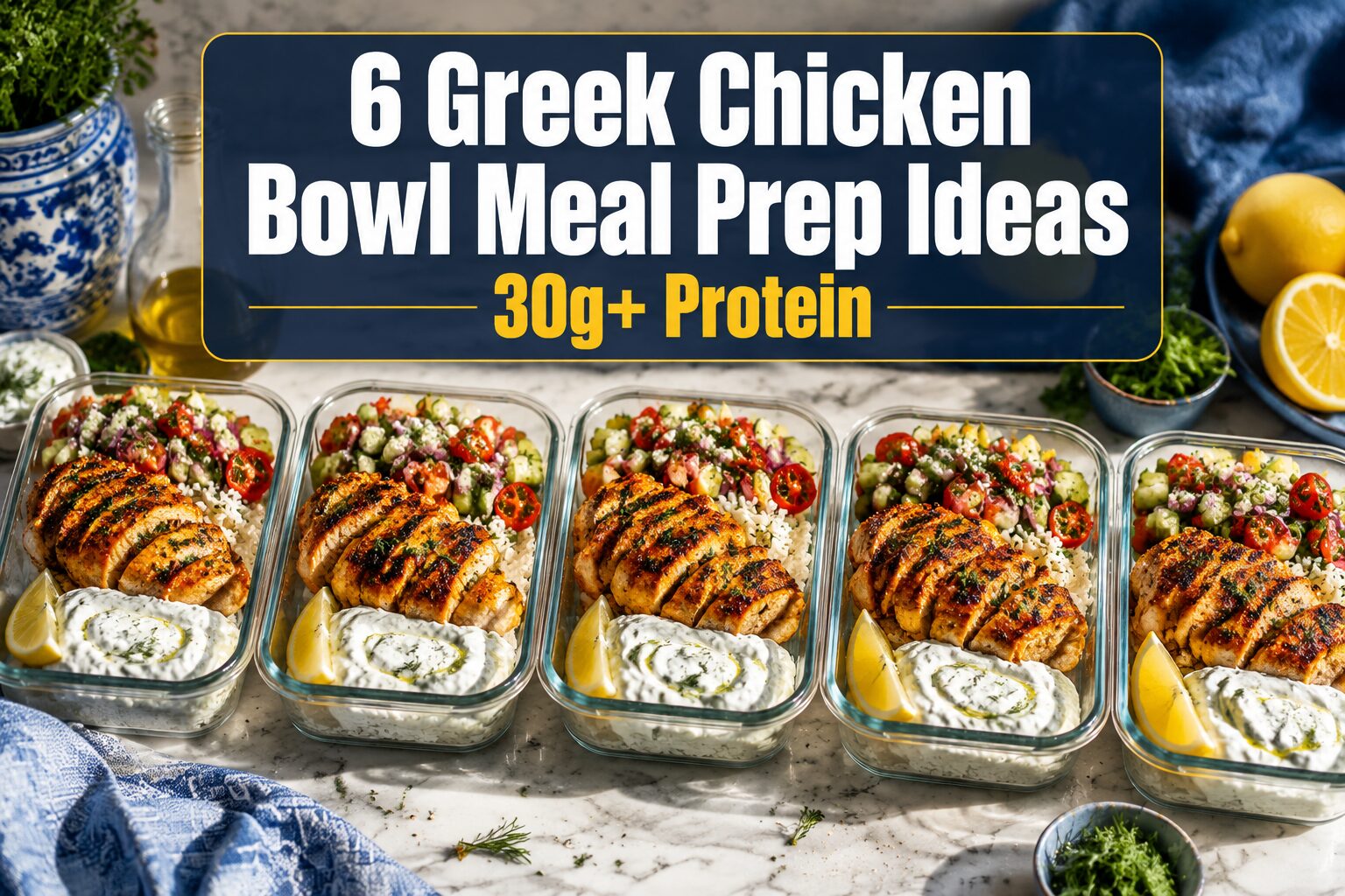 6 Greek Chicken Bowl Meal Prep Ideas (30g+ Protein)